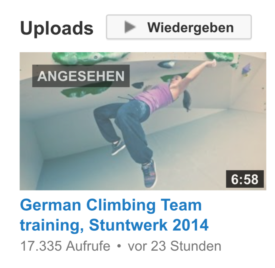 German Climbing Team training at Stuntwerk